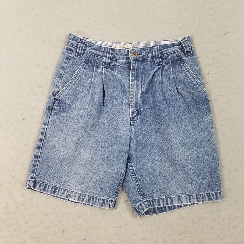 St. Johns Bay Denim Shorts Mens 32 Blue Pleated Front 100% Cotton Casual Relaxed